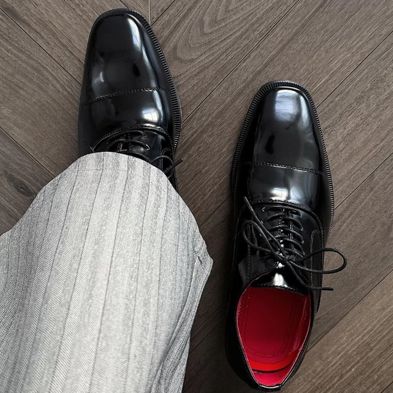 Men'S Grooming Oxford - Üç Eklemli Parlak Patent Deri Derby
